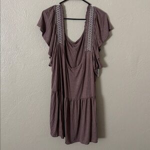 Torrid Plus Size Supersoft Slub Smocked Flutter Sleeve Babydoll, Deep Taupe, 5X